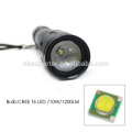 3 Brightness Modes Semi-automatic Dimming Aluminum 3AAA Battery Cree 10W T6 1200 Lumen LED Flashlight Torch